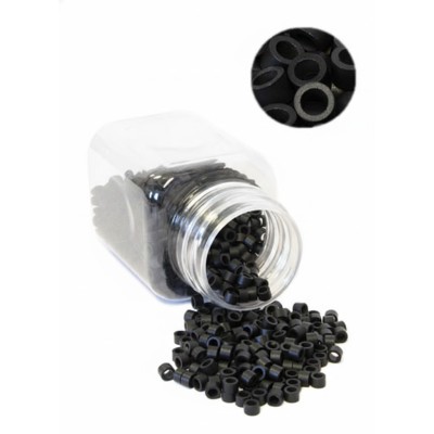 Micro Rings (grapas) Negro, con Rosca (1000 unds) para Extensiones