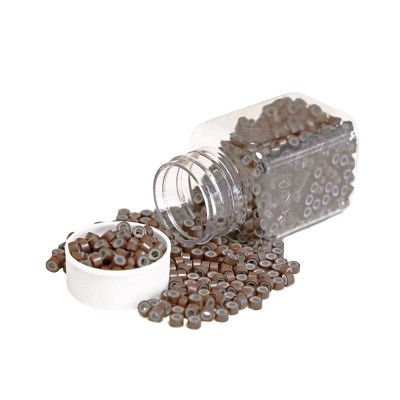 Micro Rings Siliconados Marron (500 Uds) Micro anillo o grapas con forro de silicon  para extensiones de cabello
