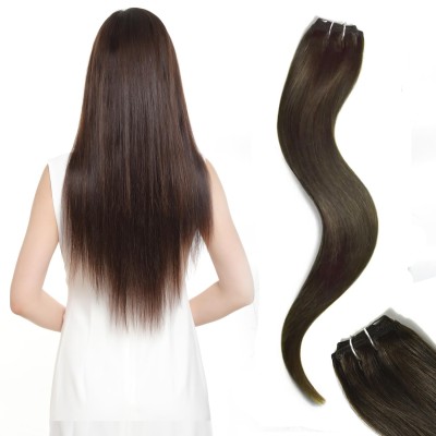 Extensiones en Trama 20" 100g 1B-castaño oscuro, marca Virgin Angel, Cabello 100% Natural Humano Premium, virgen sin Procesar