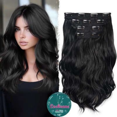 Extensiones con Clips 16" 150g color 1-Negro natural, Cochrane Hair, Cabello 100% Natural, calidad estandar