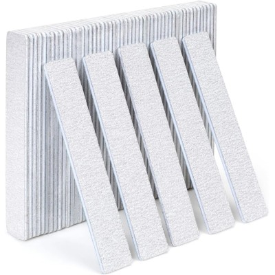 Lima Cuadrada 100/150 grano (50 Uds), grande de doble cara para uñas naturales y artificiales, reusable, manicura, pedicura