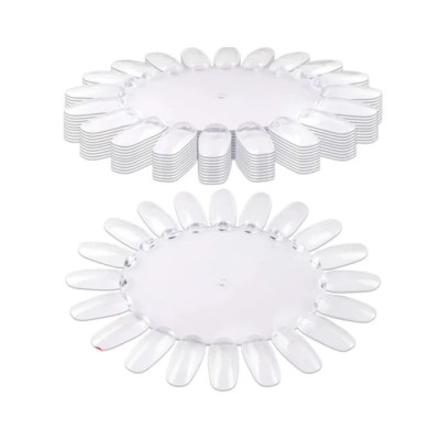 Ruedas de puntas transparente (10 uds) de uñas plásticas para exhibición de esmalte y muestras de manicura (20 puntas)