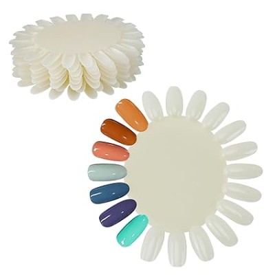 Ruedas de puntas blanca (10 uds) de uñas plásticas para exhibición de esmalte y muestras de manicura (20 puntas)