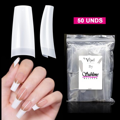 Tips tipo sonrisa blanco (50 uds) Perfect french, puntas de uñas postizas artificiales estilo francés, contiene 10 tamaños