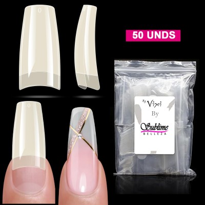Tips tipo sonrisa clear (50 uds) Perfect french, puntas de uñas postizas artificiales estilo francés, contiene 10 tamaños