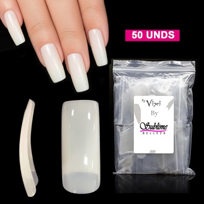 Tips cobertura total natural (50 uds) Completa, puntas de uñas postizas artificiales, contiene 10 tamaños