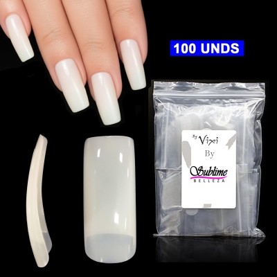Tips cobertura total natural (100 uds) Completa, puntas de uñas postizas artificiales, contiene 10 tamaños