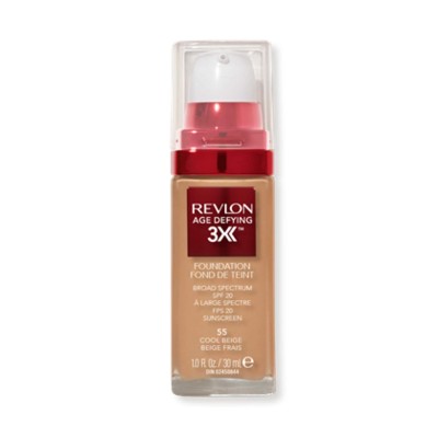 Base de Maquillaje Revlon Age Defying 3X, 50 HoneyBeige, Reafirmante y Antienvejecimiento, Cobertura Media, Acabado Natural 30ml
