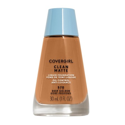 Base líquida COVERGIRL Clean Matte, 570 Deep Golden, control de aceite 30 ml
