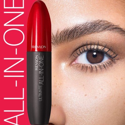 Máscara ALL-IN-ONE Ultimate Revlon 551-Blackest, la cual promete volumen, longitud, definición, levantamiento e intensidad 8.5ml