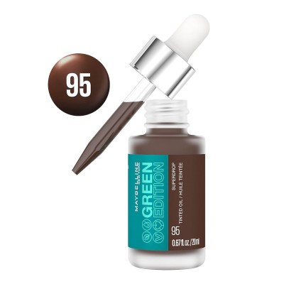 Maybelline Green Edition Base de maquillaje Nº 90 cobertura natural, formulada a base de aceite de jojoba y marula tintado, 20ml