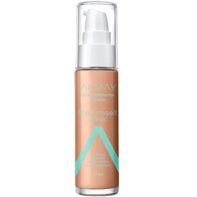 Base Clear Complex Almay 500 Beige, cobertura media, acabado mate hipoalergénico, libre de crueldad animal y fragancia 30 ml