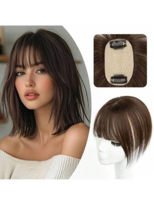 Topper de cabello humano 5x9cm con base superior y flequillo