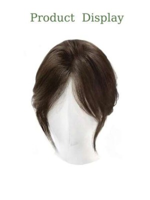 Topper con Flequillo sintético tipo "bigote de dragón"  14 pulgdas aspecto natural