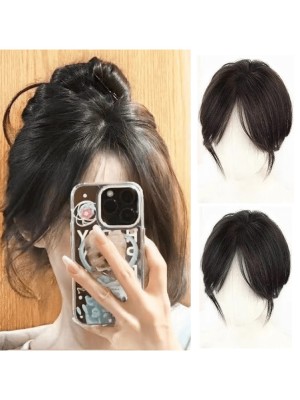 Topper con flequillo sintético 3D invisible con pinzas