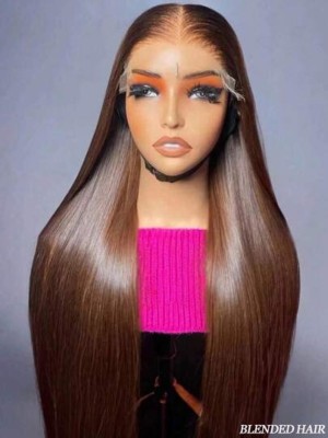 Peluca frontal de encaje 13x4 HD cabello humano liso brasileño